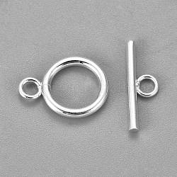 Fermoirs T en 304 acier inoxydable, anneau, couleur d'argent, anneau: 18.5x13.5x2 mm, Trou: 3mm, bar: 20x7x2 mm, Trou: 3mm