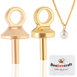 Beebeecraft 60 Stück 2 Messing-KlemmKlaue-Anhänger, für halbgetränkte Perlen, golden, 6.5 mm, 8x4 mm, Bohrung: 1.5 mm, Stift: 1 mm, 30pcs / style