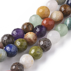 Природных драгоценных камней смешанного бисер нитей, граненые, круглые, 6 мм, Отверстие : 0.8 мм, около 63 шт / нитка, 15.35 дюйм (39 см)
