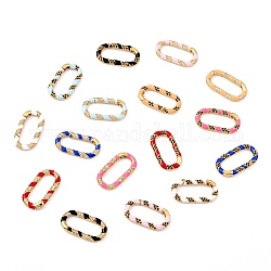 Латунные кольца из микро-паве циркония, с эмалью, долговечный, овальные, реальный 18k позолоченный, разноцветные, 29x15.5x6 мм, отверстие : 23x9 мм