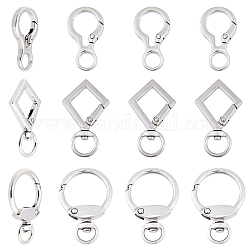 Wadorn 12 pz 3 anello di cancello a molla in lega di stile, girevole moschettone, platino, 4pcs / style