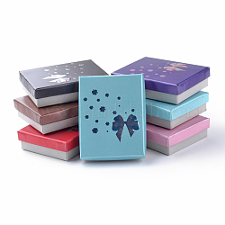 Cajas de joyería de cartón, con la esponja en el interior, para collares y aretes, Rectángulo, color mezclado, 9.5x7x2.5 cm