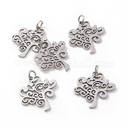 304 Stainless Steel Pendants, Tree of Life, Stainless Steel Color, 20.5x20x1mm, Hole: 2.5mm