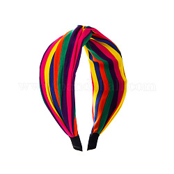Regenbogenfarbene Stoffhaarbänder, breiter gedrehter Haarreifen mit Knoten, Haarschmuck für Frauen Mädchen, Farbig, 160x150x65 mm