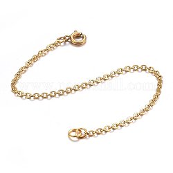 304 Stainless Steel Chain Extender, with Spring Clasp, Golden, 155mm long, Links: 2.5x2x0.5mm, Ring: 5x1mm, Clasp: 7.5x1.5mm
