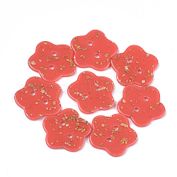 2-луночные кнопки из ацетата целлюлозы (смолы), цветок, помидор, 24x24x2.5 мм, отверстие : 2 мм