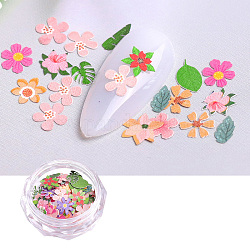 Cabochons en papier, décorations d'art d'ongle, fleurs et feuilles, couleur mixte