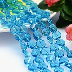 Faceted Flat Round Imitation Austrian Crystal Bead Strands, Grade AAA, Dodger Blue, 10x5mm, Hole: 0.9~1mm, about 40pcs/strand, 15.7 inch