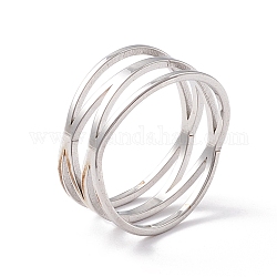 Criss Cross 304 Stainless Steel Finger Ring for Women , Stainless Steel Color, Inner Diameter: US Size 6 1/2(16.9mm)