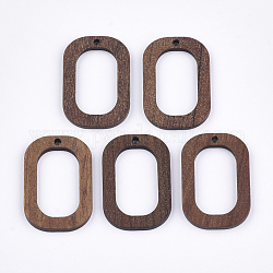 Colgantes de madera de nogal, oval, saddle brown, 28x19x2.5~3mm, agujero: 1.8 mm