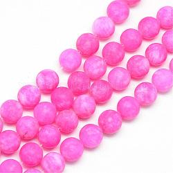 Natürliche weiße Jade Perlenstränge, gefärbt, matt, Runde, tief rosa, 10~11 mm, Bohrung: 1.5 mm, ca. 38~39 Stk. / Strang, 14.9 Zoll