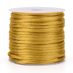 Нейлоновый шнур, атласный шнур, для изготовления украшений из бисера, китайское вязание, темно-золотистые, 1.5 мм, около 16.4 ярда (15 м) / рулон
