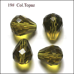 Abalorios de cristal austriaco de imitación, aaa grado, facetados, gota, oliva, 8x10mm, agujero: 0.9~1 mm