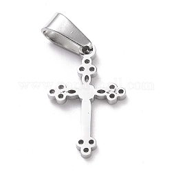 304 Stainless Steel Pendants, Laser Cut, Cross, Stainless Steel Color, 20x13x1.5mm, Hole: 3.5x7mm