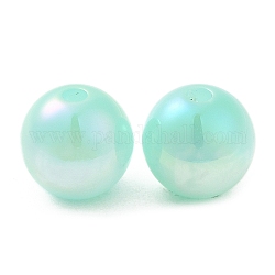 Cuentas de resina opacas iridiscentes, perlas de caramelo, redondo, turquesa, 10x9.5mm, agujero: 1.8 mm