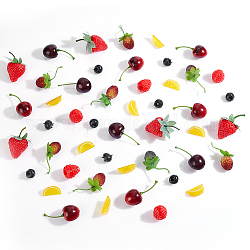 Ahadermaker 60 шт. 7 стильные пластиковые имитации фруктовых украшений, для оформления витрин и фото реквизита, разноцветные, 17~59x14~33x11~29 мм