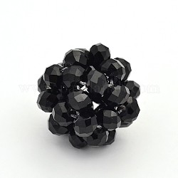Glaskristall Runde gewebte Perlen, Cluster-Perlen, Schwarz, 22 mm, Perlen: 6 mm