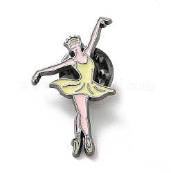 Dancing Girl Enamel Pins, Gunmetal Alloy Badge for Women, Light Khaki, 29.5x17x1.3mm