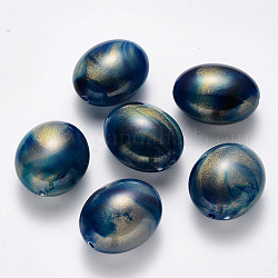 Perles acryliques imitation pierre précieuse, avec de la poudre de paillettes, ovale, bleu marine, 28.5x23.5x14.5mm, Trou: 2mm, environ 80 pcs/500 g