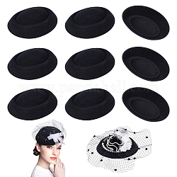 Base de chapeau fascinateur rond et plat en tissu pour chapellerie, noir, 162x137x35mm