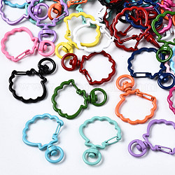 Spray Painted Eco-Friendly Alloy Swivel Snap Hooks Clasps, Cadmium Free & Nickel Free & Lead Free, Shell, Mixed Color, 34x24x6.5mm, Hole: 5x9mm