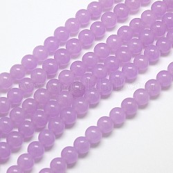 Natürliche Malaysia Jadeperle Stränge, Runde gefärbt Perlen, Flieder, 6 mm, Bohrung: 1 mm, ca. 65 Stk. / Strang, 15 Zoll