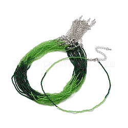 Facettierte Unterlegscheibe-Glasperlen-Halskette für Frauen, mit Alu-Schnallen, grün, 15.16~15.94 Zoll (38.5~40.5 cm), 2 mm