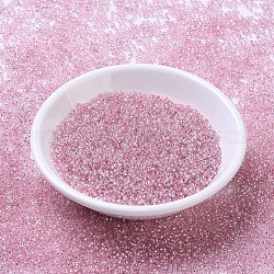 Cuentas de rocailles redondas miyuki, Abalorios de la semilla japonés, 11/0, (rr1350) teñido de plata con forro rosa claro, 11/0, 2x1.3mm, agujero: 0.8 mm, aproximamente 5500 unidades / 50 g