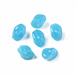 Acrylic Beads, Imitation Gemstone Style, Twist, Deep Sky Blue, 13.5x10.5x9.5mm, Hole: 1.5mm, about 750pcs/500g