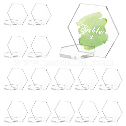 CHGCRAFT 15Sets Hexagon Acrylic Table Number Stands Acrylic Place Cards Blanks Acrylic Hexagon Blank Table Stand for Table Numbers Handwritten Name Banquet Wedding Birthday Party 65.5x75.5x3mm