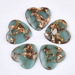 Pendenti di diaspro assemblati in bronzite naturale e acqua sintetica, cuore, turchese pallido, 38.5~39.5x40~40.5x7~7.5mm, Foro: 1.4 mm