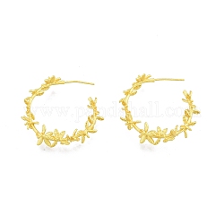 Латунные серьги-гвоздики в виде цветка жизни, серьги-кольца для женщин, без никеля , матовый золотой цвет, 30~31x4~7 мм, штифты : 0.6 мм
