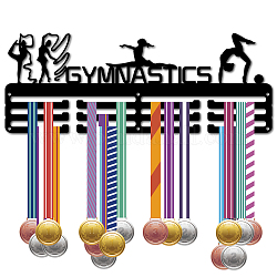 Support de mur d'affichage de support de cintre de médaille de fer de mode, 3 ligne, avec des vis, noir, gymnastique, des sports, 150x400x1.5mm