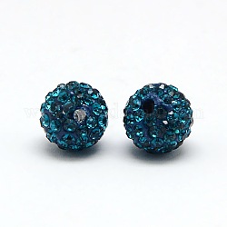 Abalorios de Diamante de imitación de arcilla polímero, Pave bolas de discoteca, Grado A, redondo, pp 6, circón azul, pp6 (1.3~1.35 mm), 4mm, agujero: 1 mm