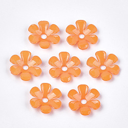 プラスチックビーズキャップのように不透明  6花びら  花  オレンジ  33.5x31.5x6.5mm  穴：5.5mm  約350個/500g