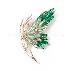Spilla a farfalla con strass, stemma in lega leggera oro per donna, smeraldo, 73.5x64x15mm, ago :0.8mm