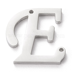 304 Verbindungsstecker aus Edelstahl, Anfangsbuchstabe, letter.e, e: 15x15x1.5mm, Bohrung: 0.9 mm