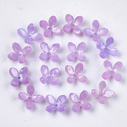 Cellulose Acetate(Resin) Bead Caps, 4-Petal, Flower, Plum, 13x13x3mm, Hole: 1mm
