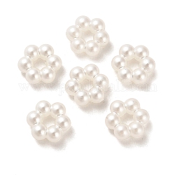 Perles acryliques abs, fleur, blanc, 8x8x3.5mm, Trou: 2.5mm
