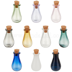 パンダホールエリート 9 個 9 色ガラスコルクボトルオーナメント  ガラスの空のウィッシングボトル  ペンダントデコレーション用のDIYバイアル  ミックスカラー  1.55x2.7~2.8cm  1pc /カラー