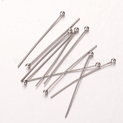 304 Stainless Steel Ball Head Pins, Stainless Steel Color, 30x0.6mm, 22 Gauge, Head: 2mm
