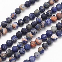 Rotondi smerigliato perle arancia naturale sodalite fili, 6mm, Foro: 1 mm, circa 65pcs/filo, 15.3 pollice