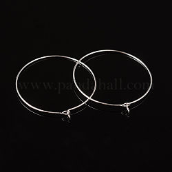 Cerchi per orecchini in ottone placcato color argento, vino anelli di fascino di vetro, 20 gauge, 35x0.8mm
