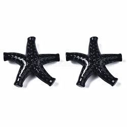 Perles acryliques, style de pierres fines imitation, étoiles de mer, noir, 39x42.5x11.5mm, Trou: 2mm, environ 85 pcs/500 g