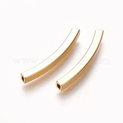 Perlas de tubo de 304 acero inoxidable, agujero cuadrado, dorado, 30x3x3mm, agujero: 1.8x1.8 mm