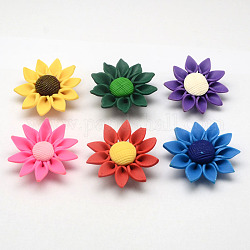 Handmade Polymer Clay 3D Flower Sunflower Beads, Mixed Color, 50~51x16mm, Hole: 2mm