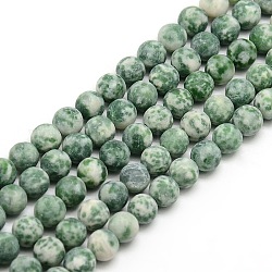 Gefrostet natürlichen grünen Fleck Jaspis Runde Perlenstränge, 4 mm, Bohrung: 1 mm, ca. 93~96 Stk. / Strang, 14.9~15.6 Zoll