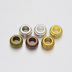Tibetischen Stil Perlen Rondelle Distanz, Bleifrei und cadmium frei, Mischfarbe, 12x7 mm, Bohrung: 6.5 mm
