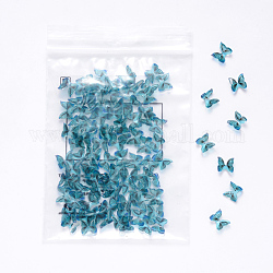Schmetterlings-Nagelanhänger aus 3D-Harz, Nail-Art-Design, Nail Art Dekoration Maniküre Werkzeuge Zubehör, hellblau, 6~7x7~8x3 mm, 100 Stück / Beutel