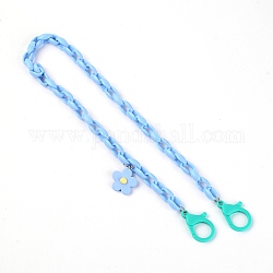 (Ausverkauf)Brillenketten, Halsband für Brillen, mit Acrylkabelketten, Blume, Licht Himmel blau, 22.72 Zoll (57.7 cm)